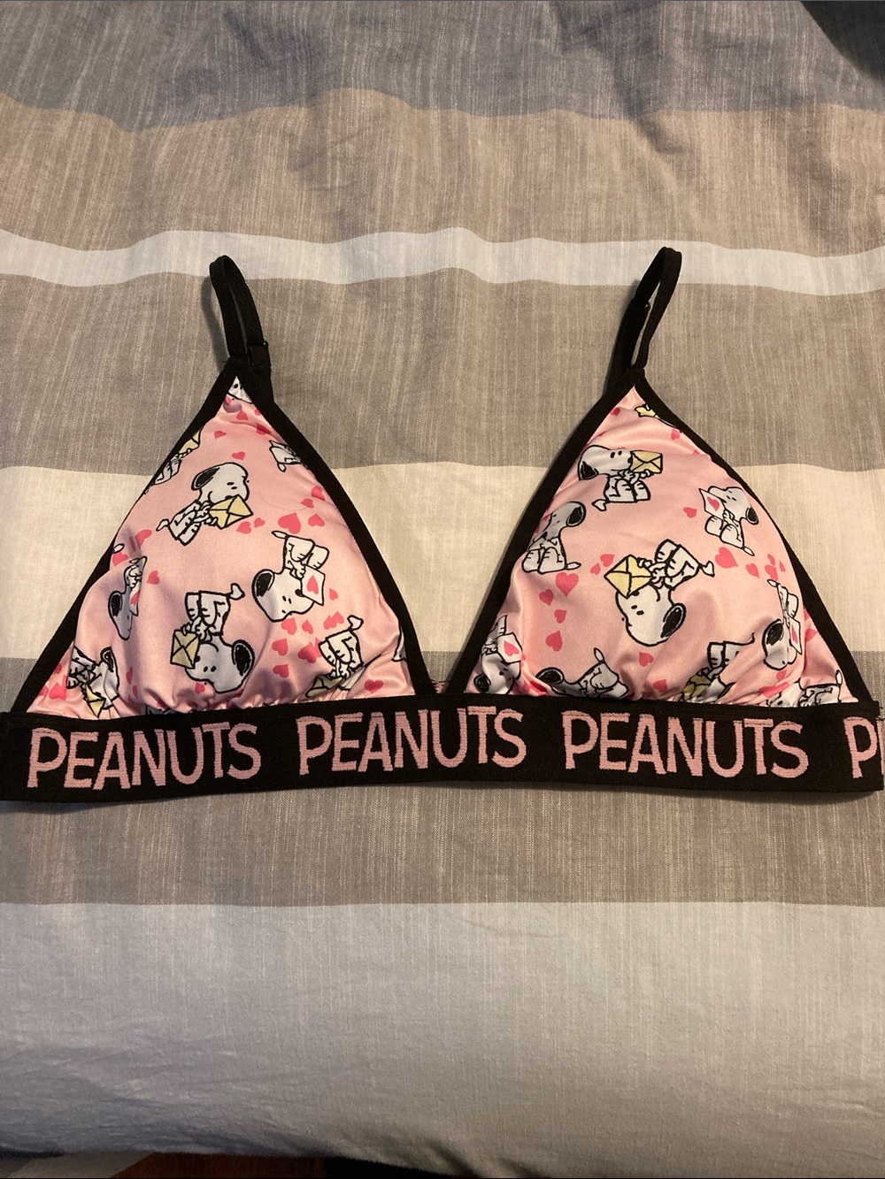 Peanuts Pink and Black Snoopy Triangle Bralette
